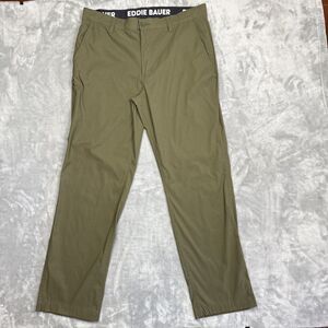 Eddie Bauer Men's Guide Pro Pants Size 36x32 Olive Green Nylon Spandex Stretch